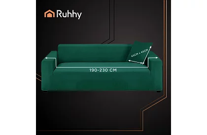 Pokrowiec na sofę 190–230 cm – Zielony aksamit