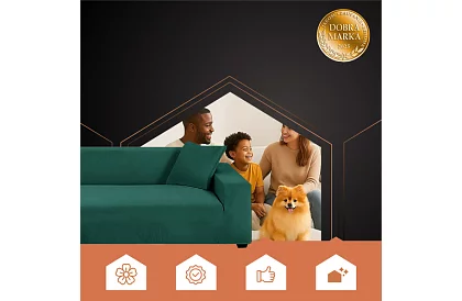 Pokrowiec na sofę 190–230 cm – Zielony aksamit