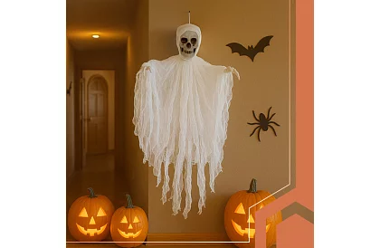 Zawieszony szkielet 70 cm - biała dekoracja wisząca