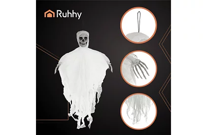 Zawieszony szkielet 70 cm - biała dekoracja wisząca