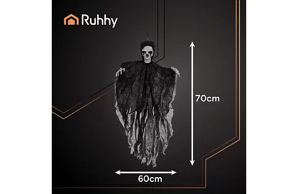 Zawieszony szkielet 70 cm - czarna dekoracja wisząca