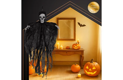 Zawieszony szkielet 70 cm - czarna dekoracja wisząca