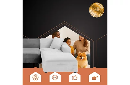 Pokrycie na sofę 145–185 cm – Jasnoszary aksamit