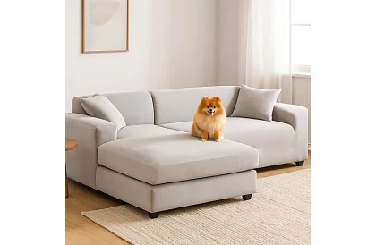 Pokrycie na sofę 190–230 cm – Jasnoszary aksamit