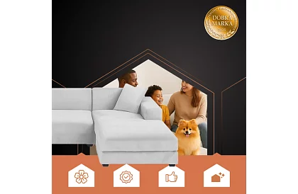 Pokrycie na sofę 190–230 cm – Jasnoszary aksamit