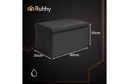 Składany pojemnik na przechowywanie 60 × 30 × 30 cm – czarny aksamit