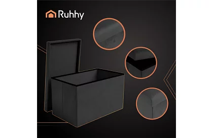 Składany pojemnik na przechowywanie 60 × 30 × 30 cm – czarny aksamit