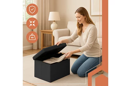 Składany pojemnik na przechowywanie 60 × 30 × 30 cm – czarny aksamit