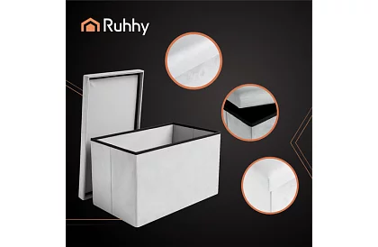 Składany pojemnik na przechowywanie 60 × 30 × 30 cm – szary aksamit