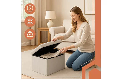 Składany pojemnik na przechowywanie 60 × 30 × 30 cm – szary aksamit