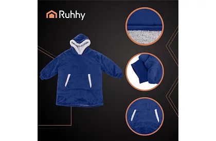 Duża oversize bluza – ciemnoniebieski koc