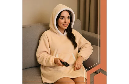 Duża oversize bluza – beżowy koc