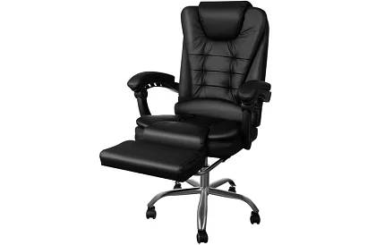 Fotel biurowy z wysuwaną podnóżkiem – czarny