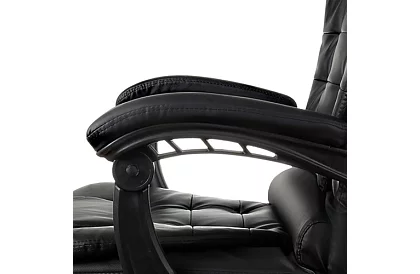 Fotel biurowy z wysuwaną podnóżkiem – czarny