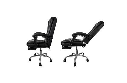 Fotel biurowy z wysuwaną podnóżkiem – czarny