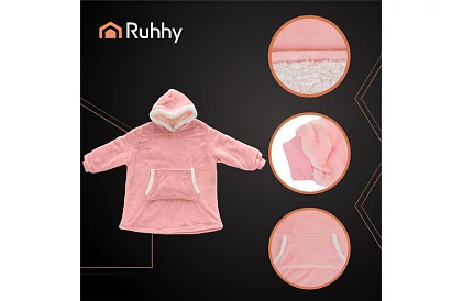 Duża oversize bluza – różowy koc