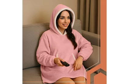 Duża oversize bluza – różowy koc
