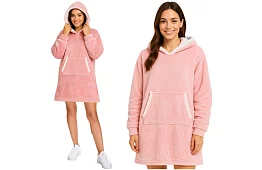 Duża oversize bluza – różowy koc