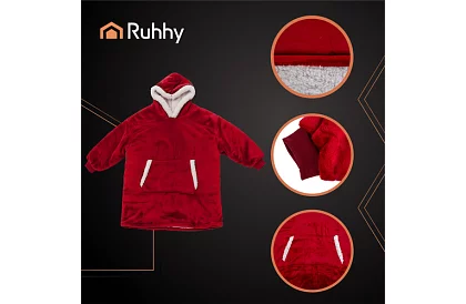 Duża oversize bluza – czerwona kołdra