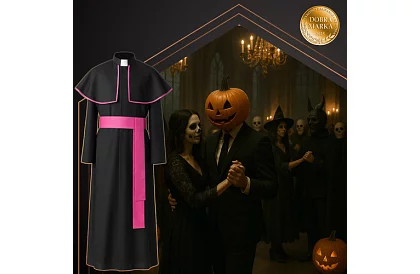 Biskupskie kostium dla dorosłych – sutanna, płaszcz i szarfa liturgiczna