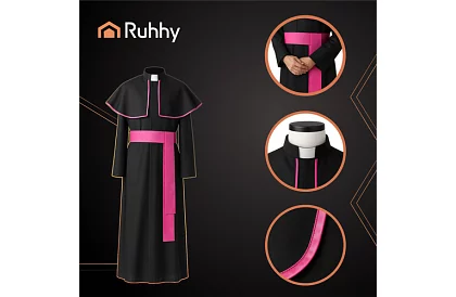 Biskupskie kostium dla dorosłych – sutanna, płaszcz i szarfa liturgiczna