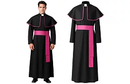 Biskupskie kostium dla dorosłych – sutanna, płaszcz i szarfa liturgiczna