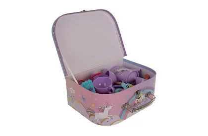 Zestaw herbaty dla dzieci w walizce z jednorożcem