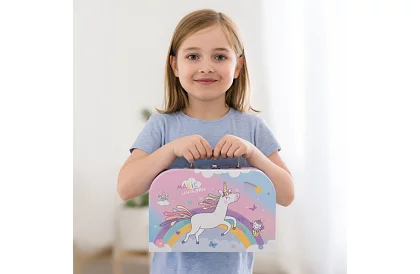 Zestaw herbaty dla dzieci w walizce z jednorożcem