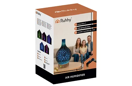 Lampka aromatyczna ultradźwiękowa 200 ml + 3 olejki zapachowe