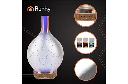 Lampka aromatyczna ultradźwiękowa 200 ml + 3 olejki zapachowe