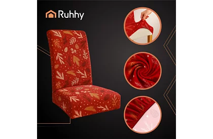Uniwersalne pokrowce na krzesła z wzorem – zestaw 6 szt. – czerwone
