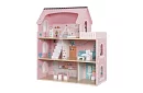 Drewniany domek dla lalek z oświetleniem LED + meble i akcesoria