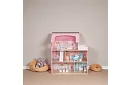 Drewniany domek dla lalek z oświetleniem LED + meble i akcesoria