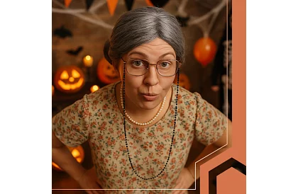 Kostium karnawałowy babci – zestaw 5-częściowy