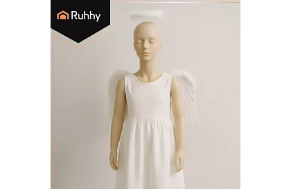 Białe anielskie skrzydła 2 sztuki – 50 x 35 cm + aureola