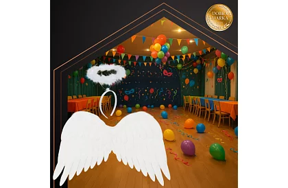 Białe anielskie skrzydła 2 sztuki – 50 x 35 cm + aureola