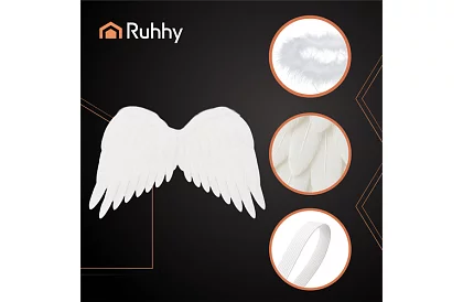 Białe anielskie skrzydła 2 sztuki – 50 x 35 cm + aureola