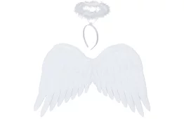 Białe anielskie skrzydła 2 sztuki – 50 x 35 cm + aureola