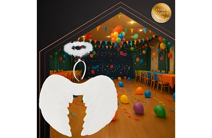 Białe anielskie skrzydła 2 sztuki – 45 x 25 cm + aureola