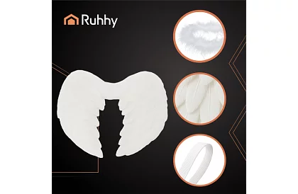 Białe anielskie skrzydła 2 sztuki – 45 x 25 cm + aureola