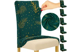 Uniwersalne pokrowce na krzesła z wzorem – zestaw 6 szt. – zielone