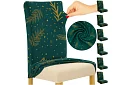 Uniwersalne pokrowce na krzesła z wzorem – zestaw 6 szt. – zielone