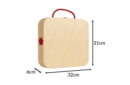 Drewniana skrzynka z narzędziami i zwierzątkami - elementy wkręcane