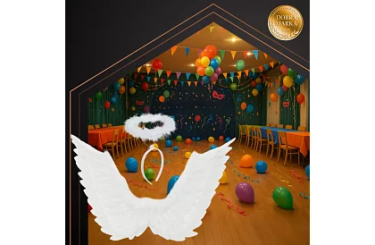 Białe anielskie skrzydła 2 sztuki – 70 x 45 cm + aureola