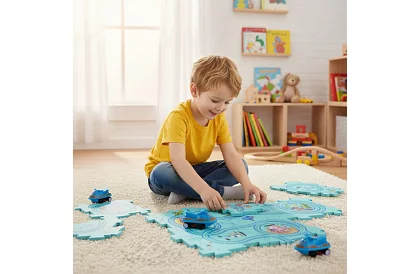 Puzzle tor wyścigowy – podkład drogowy z samochodami