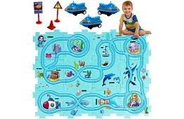 Puzzle tor wyścigowy – podkład drogowy z samochodami