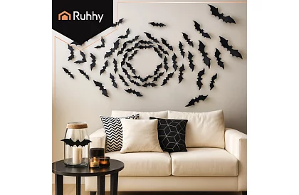 3D naklejki nietoperz – 4 rozmiary, 56 sztuk