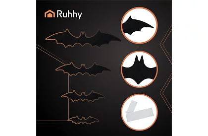 3D naklejki nietoperz – 4 rozmiary, 56 sztuk