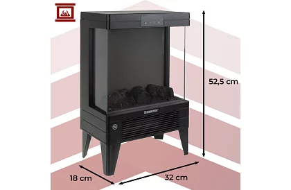 Elektryczny kominek z efektem ognia – 2000 W – wentylator z funkcją ogrzewania