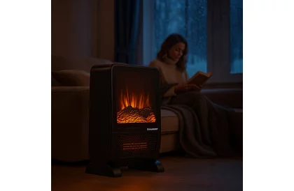 Elektryczny kominek KAMINER 2000 W – efekt płonącego ognia